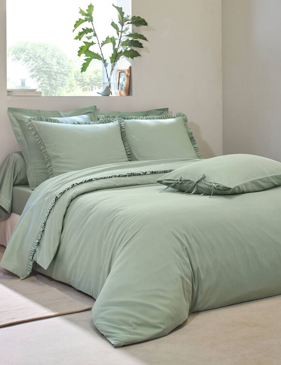 Linge de lit uni percale (vert amande)