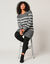 Pull tunique boutons fantaisie, rayé (gris chiné / écru)