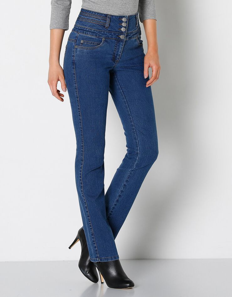 Jean taille haute coupe droite (stone) Jean taille haute coupe droite (stone)
