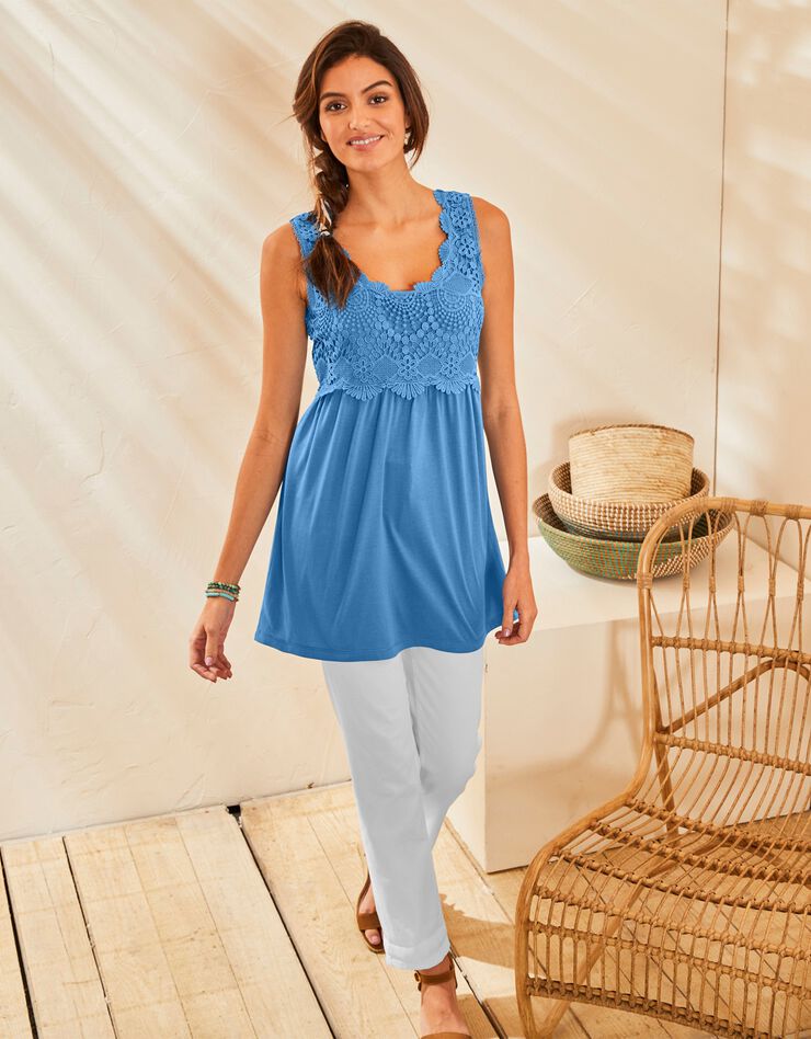 Tunique plastron macramé (bleu) Tunique plastron macramé (bleu)