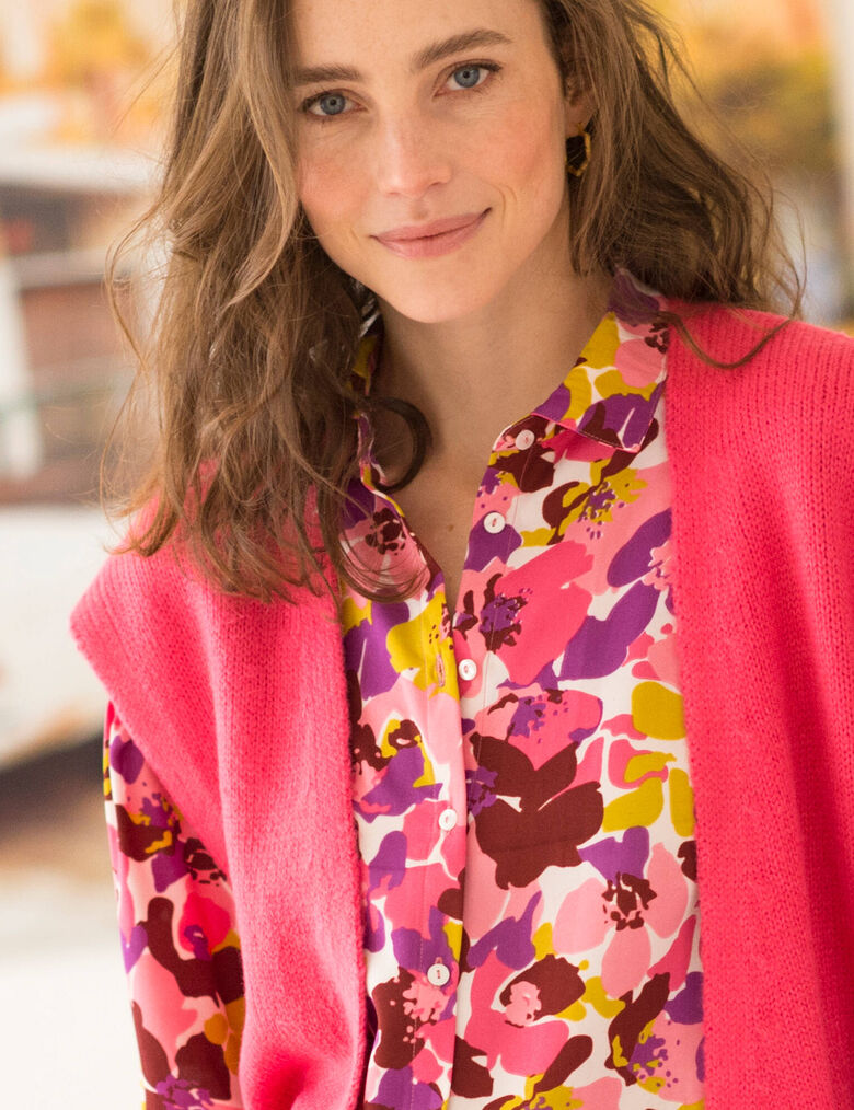 Haut Sans Manches Mudd Rose à Motifs Fleurs - Taille L Junior, Occasion Très Bon état