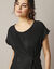 T-shirt tunique, maille plissée (noir)