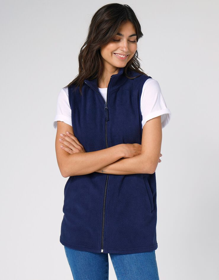 Veste polaire zippée sans manches (marine)