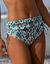 Bas de maillot de bain taille haute imprimé Tanza (écru / émeraude)