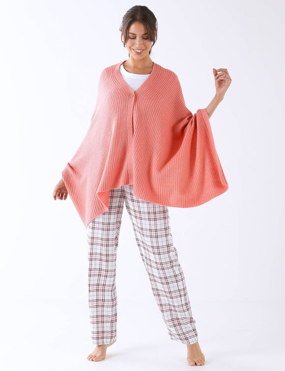 Poncho couvre-épaules en maille (corail grisé)