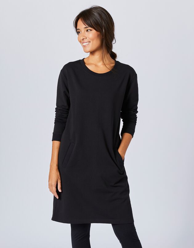 Robe sweat-shirt molleton coupe droite (noir)
