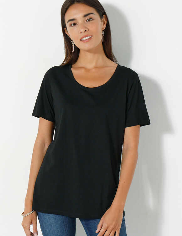 T-shirt col rond manches courtes (noir)