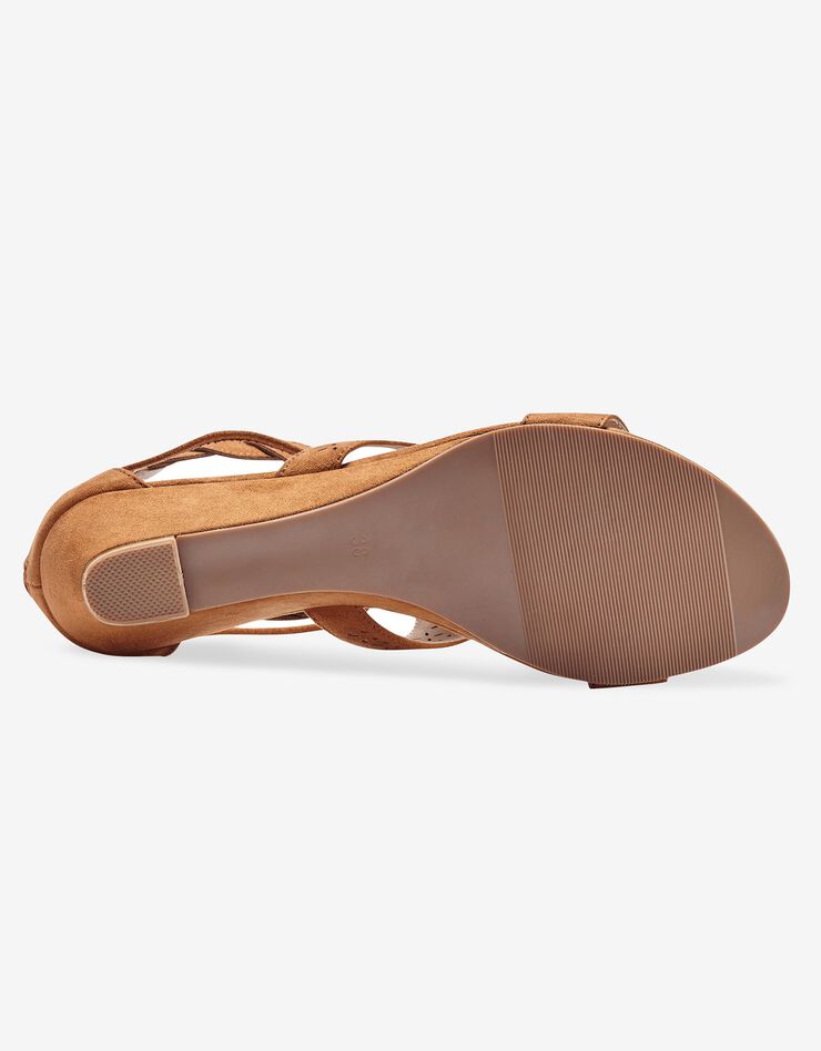 Sandales compensées tressées et perforées (beige foncé)