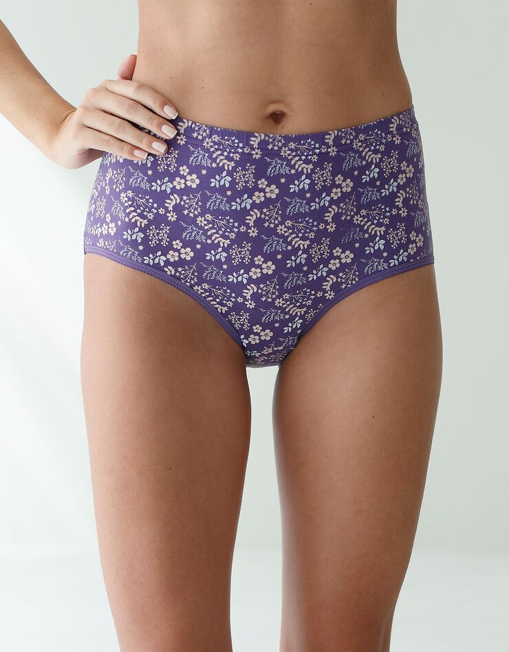 Culotte forme maxi coton motifs fleuris – Lot de 6 (violet / pêche) Culotte forme maxi coton motifs fleuris – Lot de 6 (violet / pêche)