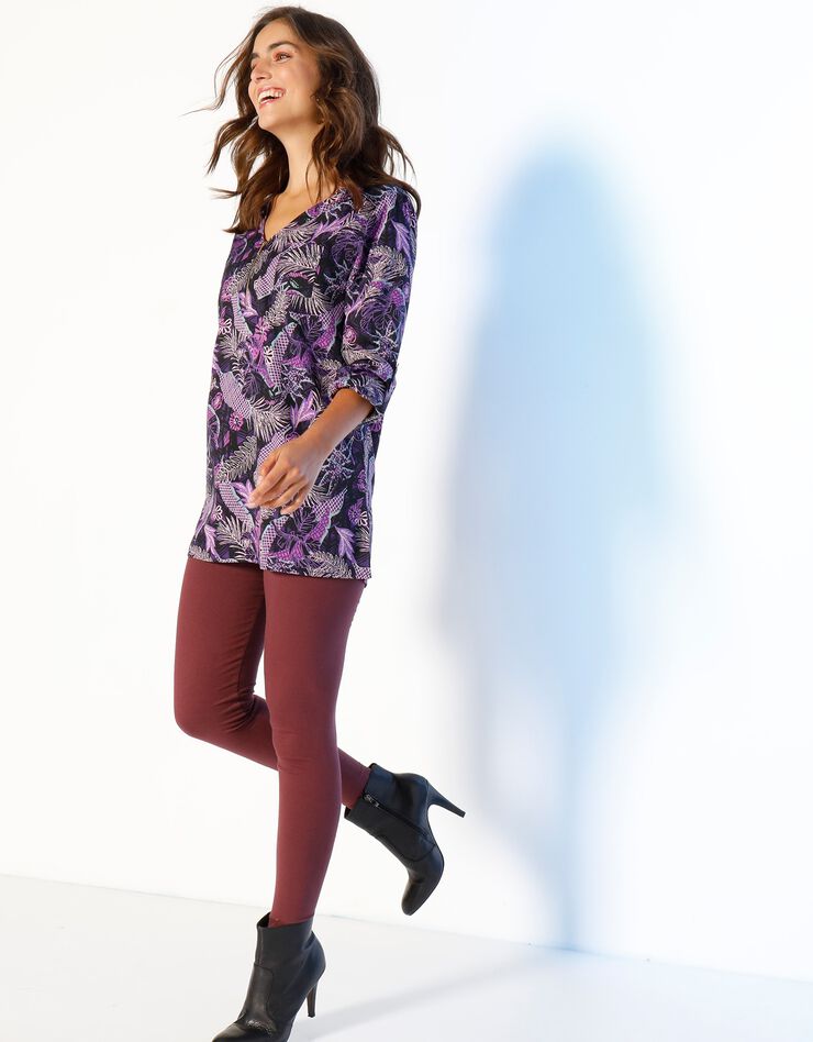 Tunique zippée imprimée (violet / violine) Tunique zippée imprimée (violet / violine)