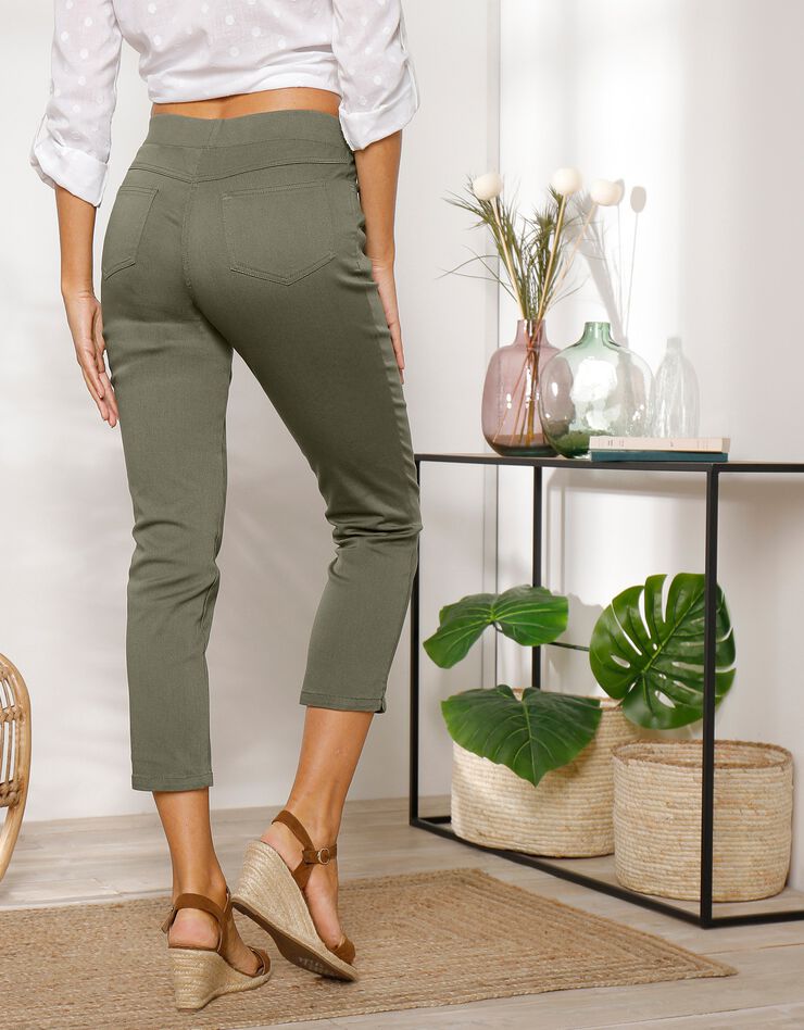 Pantacourt toile taille élastiquée (kaki) Pantacourt toile taille élastiquée (kaki)