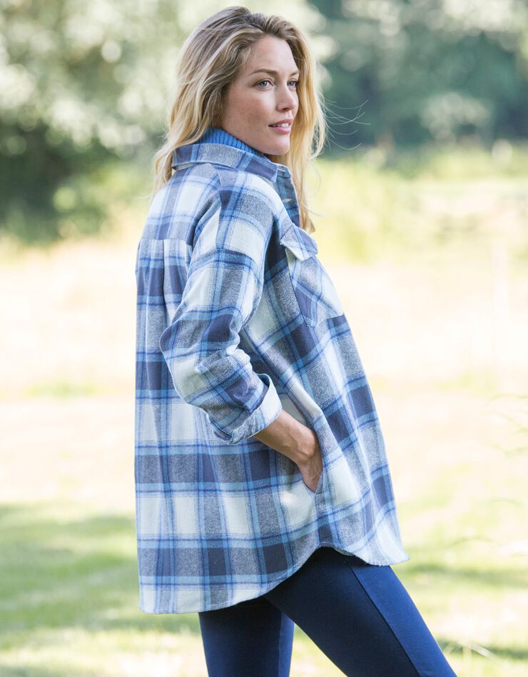 Veste surchemise à carreaux, flanelle gratté (indigo) Veste surchemise à carreaux, flanelle gratté (indigo)