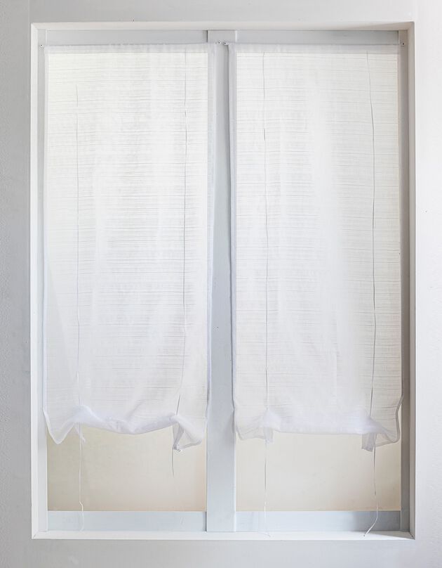 Vitrage voile fines rayures - la paire (blanc)