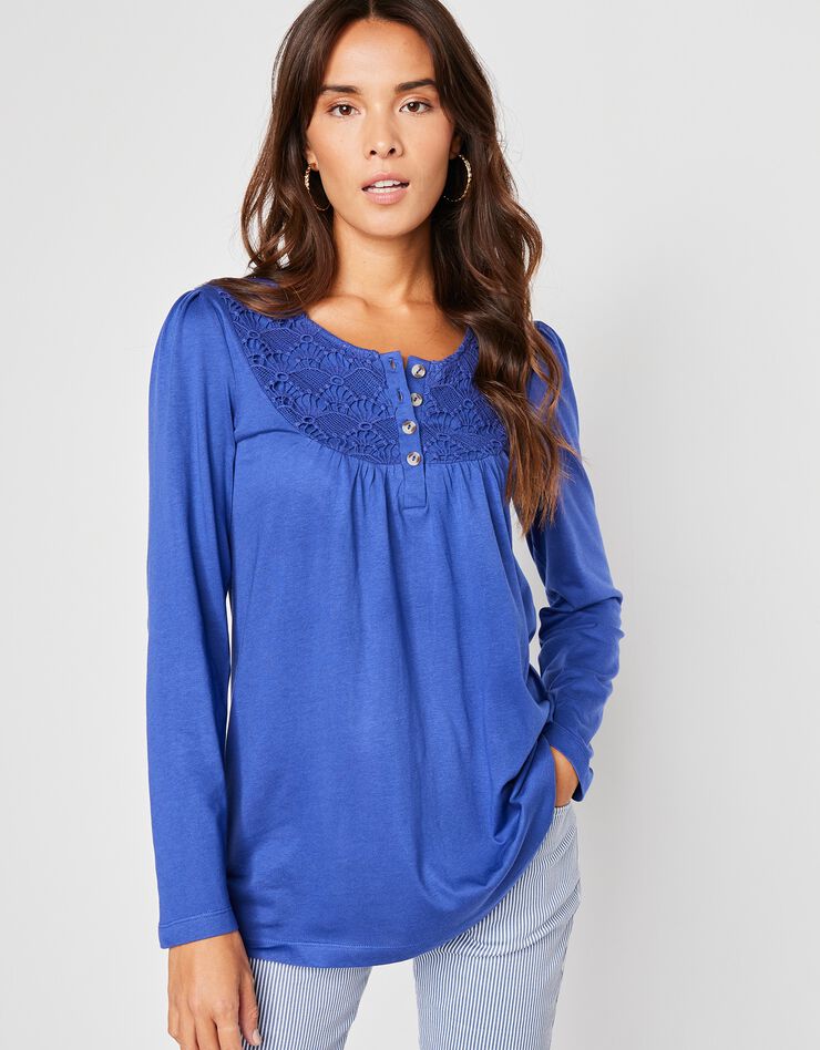 Tee-shirt macramé manches longues (iris) Tee-shirt macramé manches longues (iris)