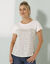 T-shirt imprimé col rond (beige)