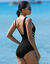 Maillot de bain 1 pièce - découpes princesse (noir / multicolore)