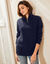Pull col zippé, maille anglaise (marine)
