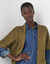 Gilet long ouvert manches courtes toucher doux  (vert olive)