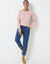 Pull col rond, maille poilue fantaisie (rose poudré)