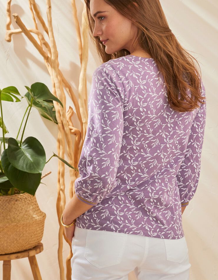 Tee-shirt manches 3/4 imprimé bicolore (lilas) Tee-shirt manches 3/4 imprimé bicolore (lilas)