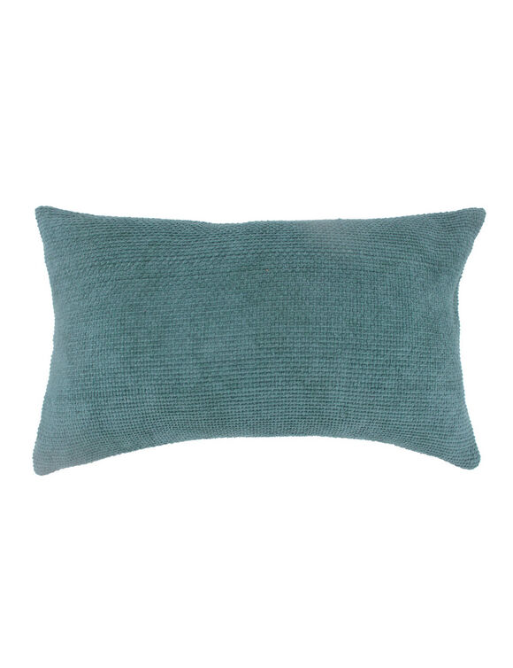 Coussin rectangulaire uni, velours chenille (bleu)