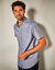 Chemise unie manches courtes (bleu grisé)