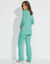 Pyjama manches longues imprimé rosaces - coton (lagon)