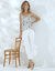 Caraco imprimé floral en viscose (beige / blanc)