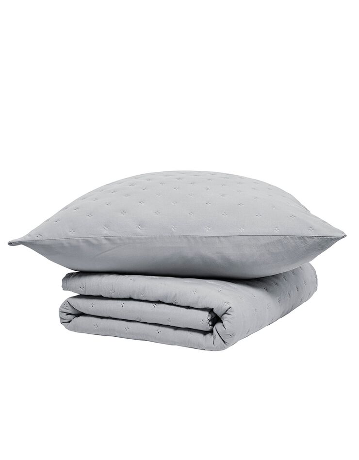 Ensemble couvre-lit uni matelassé reliefé (gris clair)