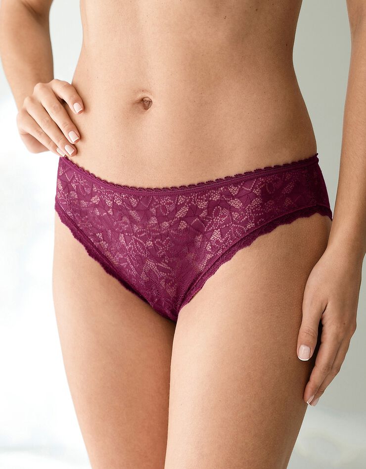 Culotte dentelle forme midi - lot de 2 (prune) Culotte dentelle forme midi - lot de 2 (prune)