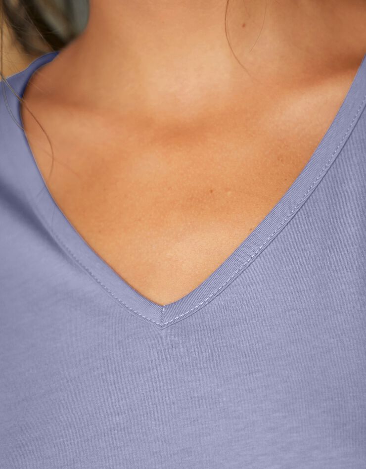 Tee-shirt pyjama manches longues uni (parme grisé)