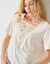 T-shirt boite brodé, manches courtes amples (écru)