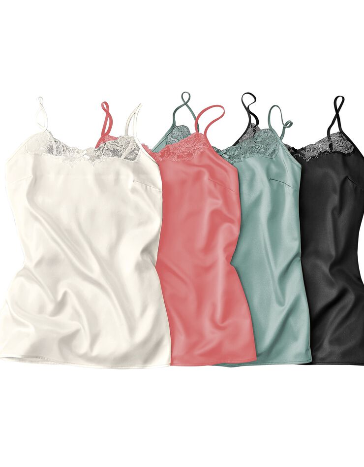 Caraco satin dentelle - bretelles réglables (kaki clair) Caraco satin dentelle - bretelles réglables (kaki clair)