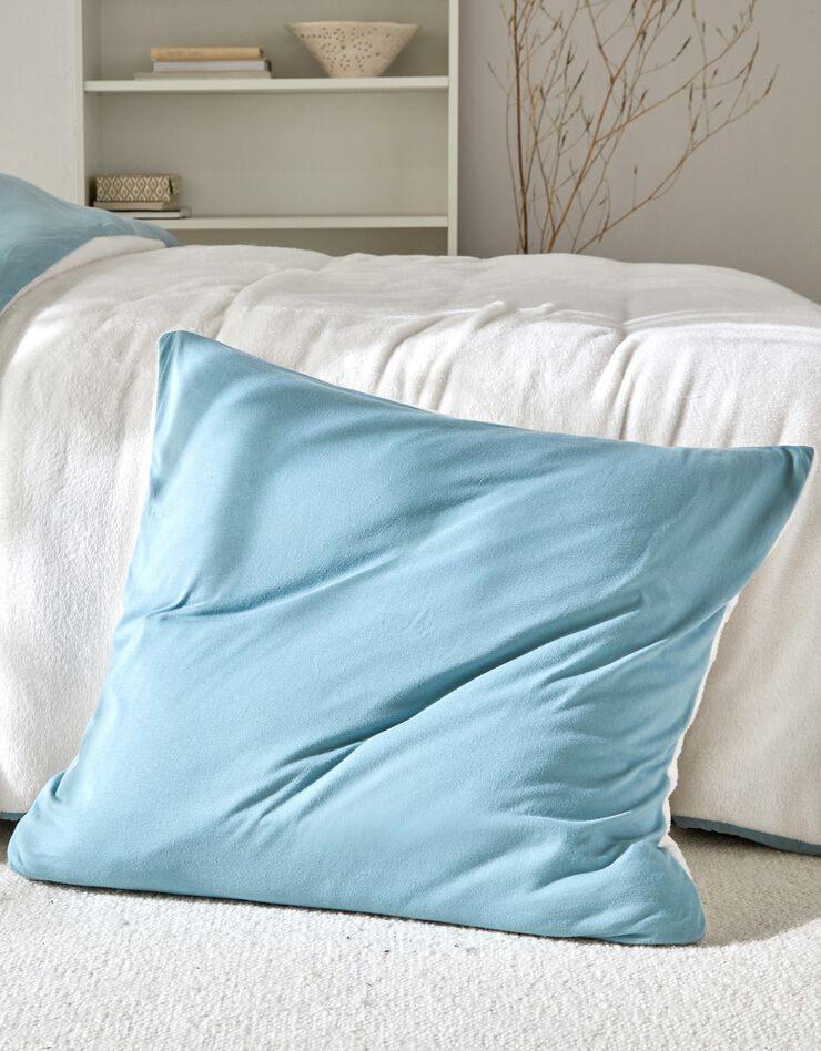 Linge de lit réversible jersey polaire toucher peluche (bleu)