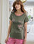 T-shirt manches courtes coton uni imprimé placé "Bohème"  (kaki)