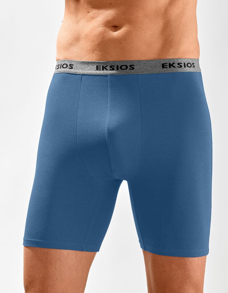 Boxer long coupe short - lot de 2 (noir + bleu grisé) Boxer long coupe short - lot de 2 (noir + bleu grisé)