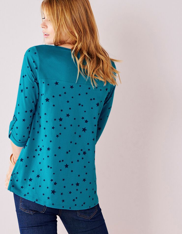 Tee-shirt col tunisien "étoiles" (bleu / marine) Tee-shirt col tunisien "étoiles" (bleu / marine)