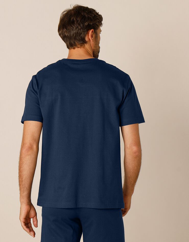 Tee-shirt pyjama tricolore manches courtes (marine / gris chiné) Tee-shirt pyjama tricolore manches courtes (marine / gris chiné)
