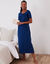 Chemise de nuit longue manches courtes imprimé nœuds (marine)
