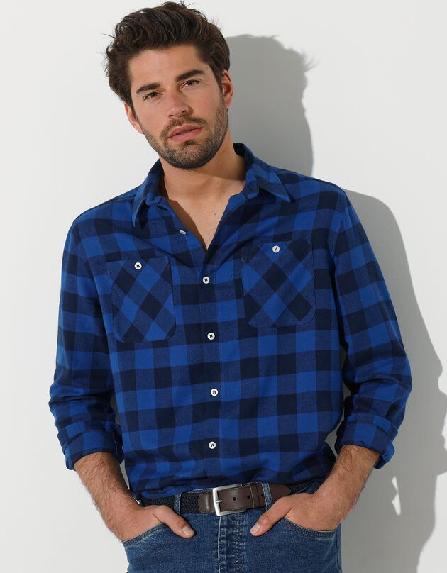Chemise carreaux écossais flanelle (bleu / marine)
