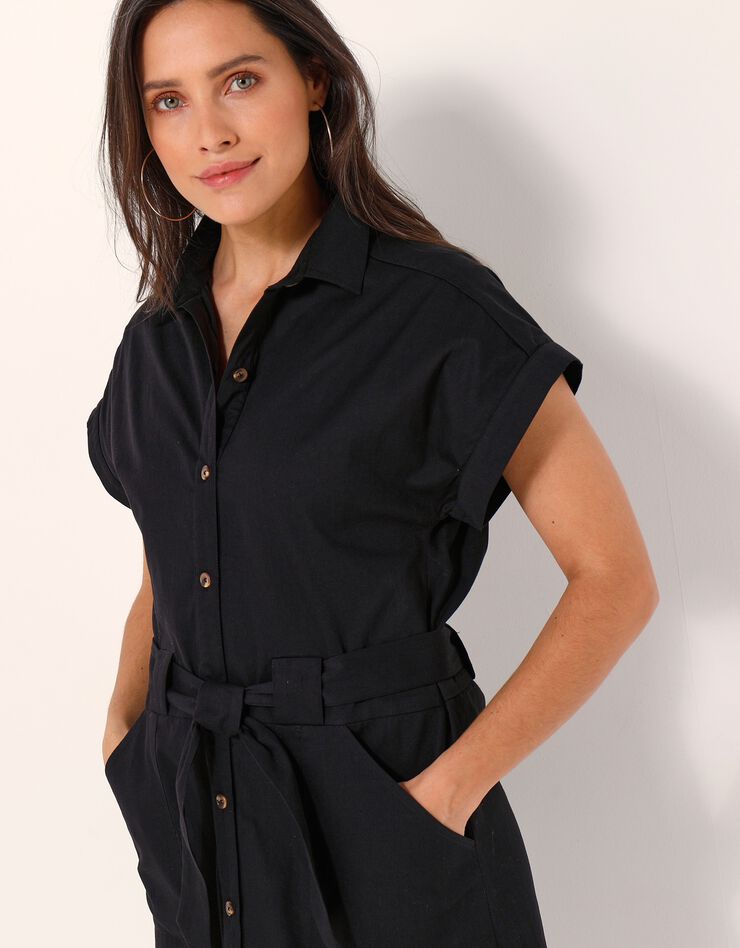 Robe chemisier unie (noir)