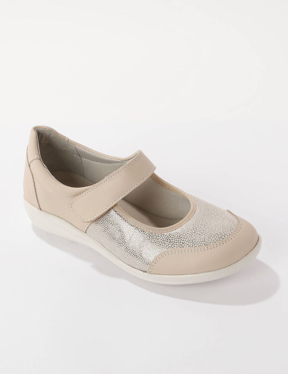 Babies très grande largeur, en cuir avec empiècements extensibles (beige)