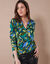 Tunique col boutonné imprimé floral (turquoise / vert)