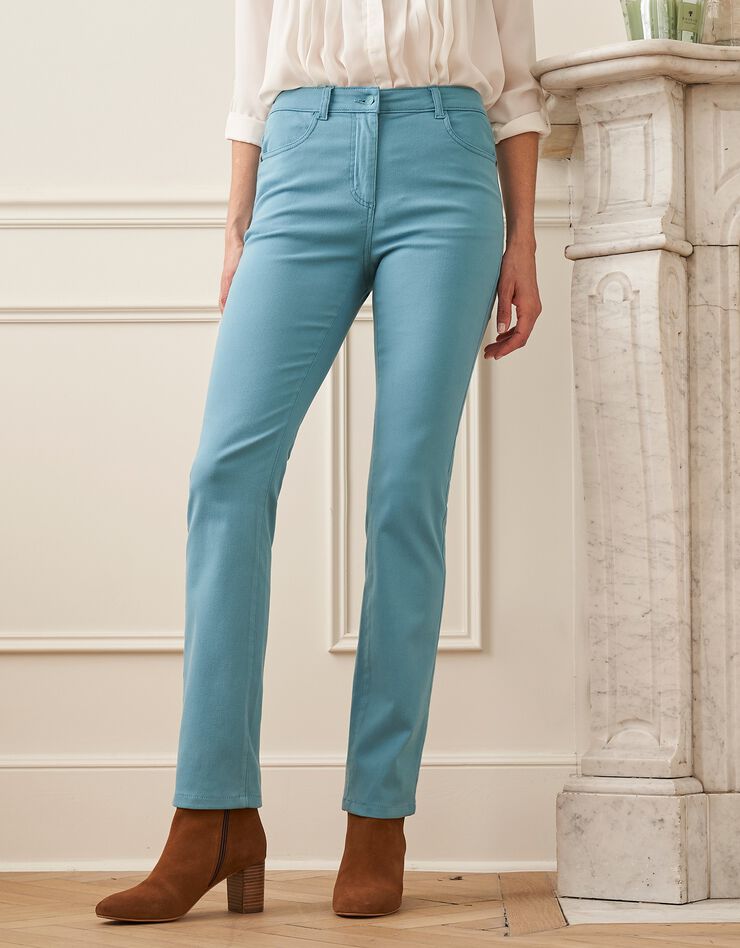 Pantalon droit, twill stretch (bleu grisé) Pantalon droit, twill stretch (bleu grisé)