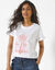 T-shirt manches courtes imprim&eacute; palmiers (blanc / corail)