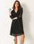 Robe à plis voile uni, manches en dentelle (noir)