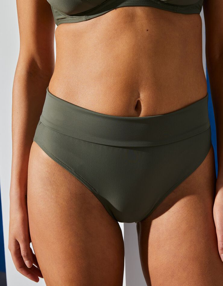 Slip de bain uni sculptant Solaro - ceinture modulable (kaki)