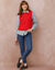 Pull col rond sans manches (rouge)