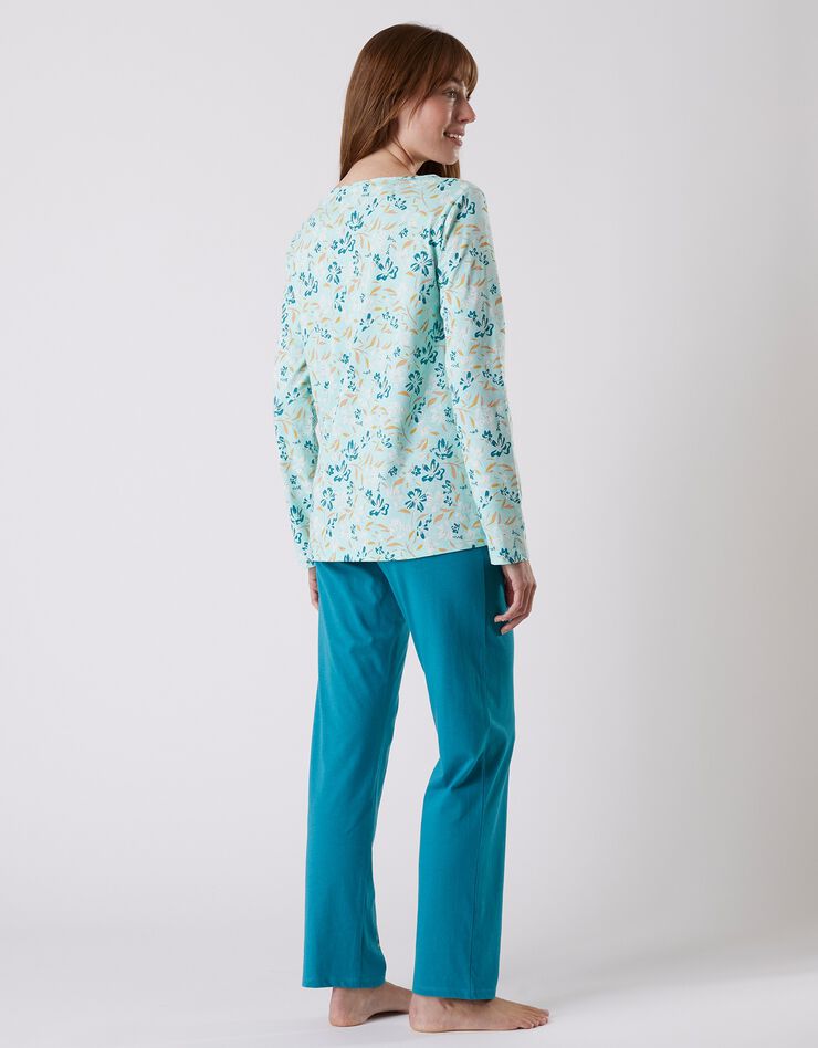 Tee-shirt pyjama manches longues imprimé floral (aqua) Tee-shirt pyjama manches longues imprimé floral (aqua)