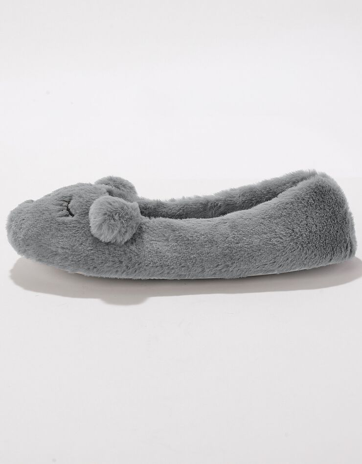 Ballerines maille peluche oreilles 3D (gris) Ballerines maille peluche oreilles 3D (gris)